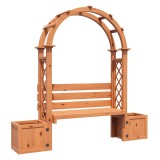 Bancă pergolă cu jardiniere și grilaj curbat, funcție triplă: bancă de șezut, jardiniere și suport pentru plante cățărătoare, 160x30,5x160 cm, Culoare