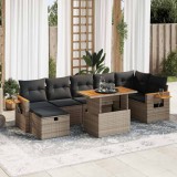 vidaXL Set canapea de grădină cu perne, 5 piese, gri, poliratan 3328145