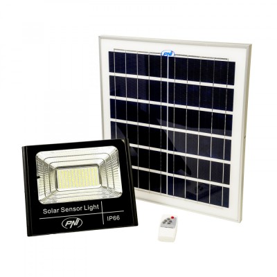 Proiector led cu panou solar LED 50W acumulator 12AH si senzor de miscare foto
