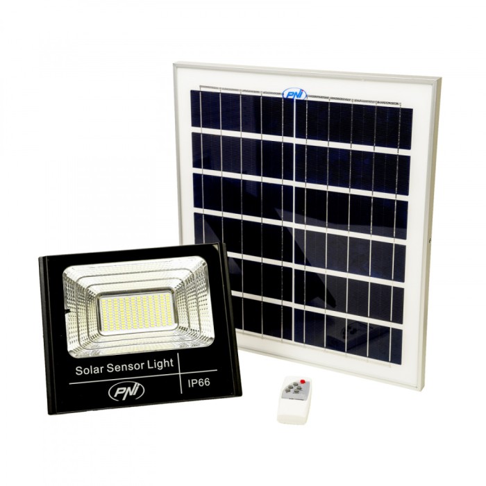 Proiector led cu panou solar LED 50W acumulator 12AH si senzor de miscare