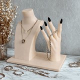 Suport Bijuterii Dublu Printat 3D , Bust si Mana pentru Lantisoare, Inele si Bratari