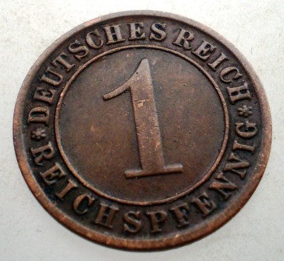 B.177 GERMANIA WEIMAR 1 REICHSPFENNIG 1933 A foto