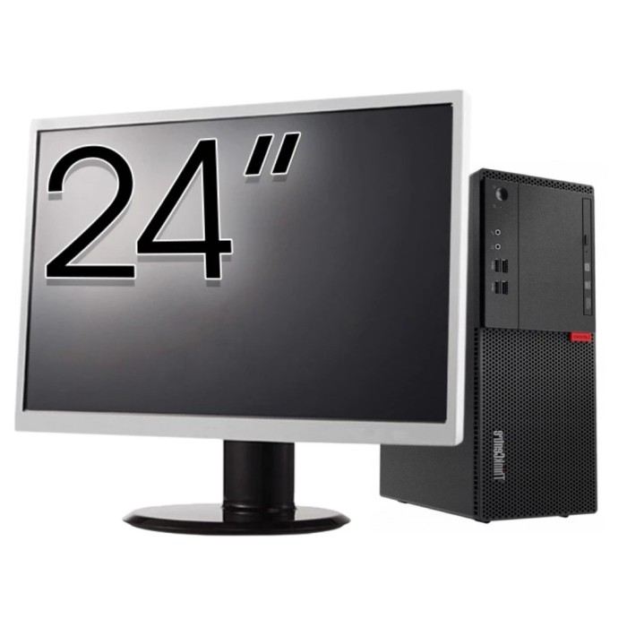 Pachet Calculator Second Hand LENOVO M710T Tower, Intel Core i3-6100 3.70GHz, 8GB DDR4, 500GB HDD, DVD-ROM + Monitor 24&amp;quot; NewTechnology Media