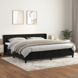 Cumpara ieftin Pat box spring cu saltea, negru, 200x200 cm, catifea