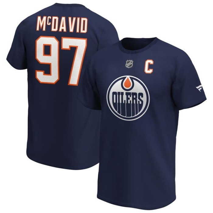 Edmonton Oilers tricou de bărbați Connor McDavid Iconic Name &amp;amp; Number Graphic navy - 3XL