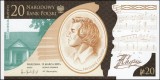 POLONIA 20 ZLOTI / ZLOTYCH 2009 , UNC , P- 181 , 200 Ani de la Nasterea lui FREDERIC CHOPIN , in folder bancar , necirculata