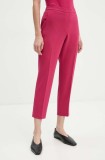 Theory pantaloni femei, culoarea roz, mulata, high waist