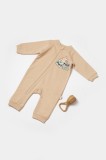 Salopeta BabyCosy Two thread, 100% Bumbac Organic GOTS, cu fermoar, Culoare Stone, Marime 18-24 Luni