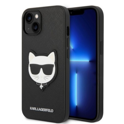 Husa pentru iPhone 14 Plus / iPhone 15 Plus - Karl Lagerfeld Saffiano (KLHCP14MSAPCHK) - Choupette Head foto