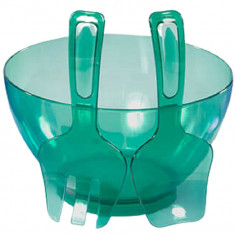 Bol Salata Cu Accesorii, Sterk, Plastic, Verde, 25 x 16 cm