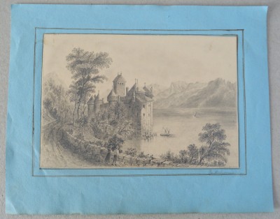 &amp;quot;Castelul Chillon&amp;quot; vechi desen sec 19 foto