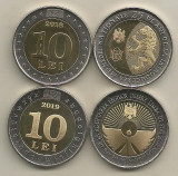 MOLDOVA LOT / SET 10 LEI 2018 + 10 LEI 2019 BIMETAL - UNC - COMEMORATIVE