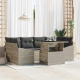 VidaXL Set de canapele pentru grădină 7 pcs Gri deschis Rattan poli
