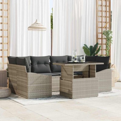 vidaXL Set de canapele pentru grădină 7 pcs Gri deschis Rattan poli 3357675 foto