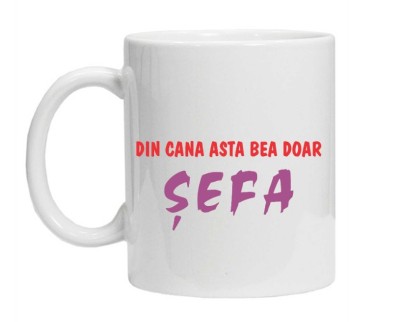 Cana alba personalizata pentru sefa, INOVATIX&amp;reg;. 330ml foto
