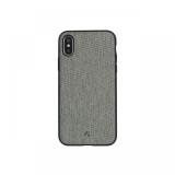 Carcasa iPhone X / XS Occa Linen Car Gray (margini flexibile, material textil, placuta metalica inte