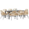 Gossi set de sufragerie de gradina de 9 piese sticla poliratan maro