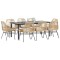 Gossi set de sufragerie de gradina de 9 piese sticla poliratan maro