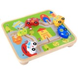 Cumpara ieftin Labirint lemn Kabi Cursa Masinilor, Urban Rail, Joc educativ motricitate, coordonare, dexteritate, gandire logica, +3 ani, 22x20cm