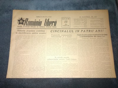 ZIARUL ROMANIA LIBERA 27 MARTIE 1953 foto