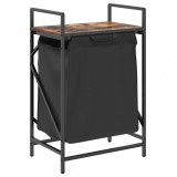 Cos de rufe 1 compartiment cu raft stejar fumuriu, DKD Home Decor