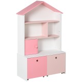 HOMCOM Raft Bibliotecă pentru Copii, Dulap Organizator cu Compartimente, Design Atractiv, Roz | Aosom Romania