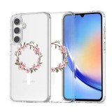 Husa pentru samsung galaxy a36 5g, atasare magnetica, magsafe, pink wreath 13, clear