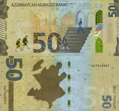 AZERBAIDJAN █ bancnota █ 50 Manat █ 2020 (2021) █ UNC █ necirculata foto