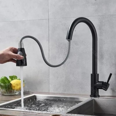 Baterie Bucatarie cu Dus Extractibil, Inox SUS304, Negru, HS003 ModernLight Concept foto