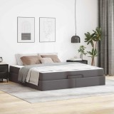 vidaXL Cadru de pat cu saltea Gri 180 x 200 cm Piele artificială