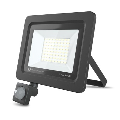 Proiector LED Forever PROXIM II, 50W, 4500K, PIR IP66, cu Senzori de Miscare, pentru Exterior, Neagra foto