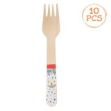 Furculițe Petrecere, Model Unicorn, 16 cm, Set 10 Bucăți, Multicolor, Lemn Eco-Friendly