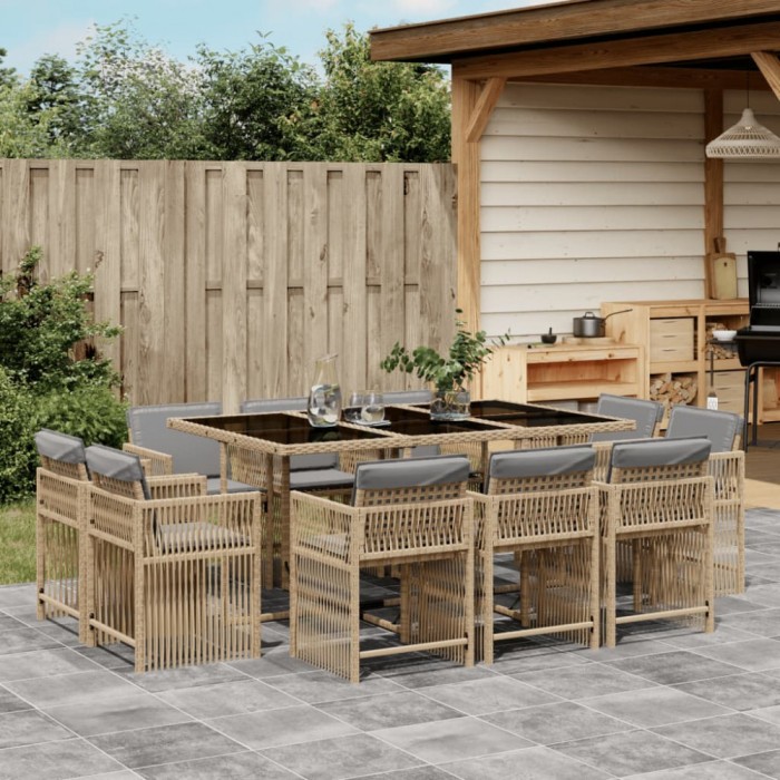 Gossi set mobilier gradina cu perne, 11 piese bej combinat poliratan