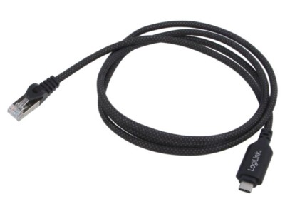Cablu USB 3.2 USB-C la RJ45 Cat6 1m negru LOGILINK foto