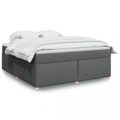 vidaXL Pat box spring cu saltea, gri &amp;icirc;nchis, 180x200 cm, textil 3285395 foto