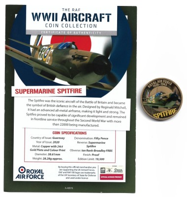 GUERNSEY - 2020 SPITFIRE - Moneda Comemorativa foto