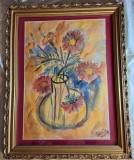Tablou acuarela Tamara Isbasescu, Flori, Fauvism, ART