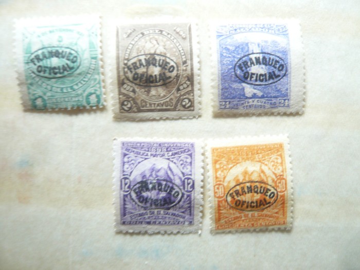 Serie mica Salvador 1898 supratipar franqueo oficial ,5 valori