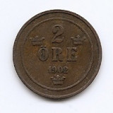 Suedia 2 Ore 1902 - Oscar II (litere mari) Bronz, 21 mm KM-746