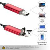 2 in 1 Endoscop 7mm Camera OTG USB pentru Android Culoare Roșu, Lungime 1 Metru