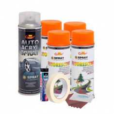 Kit complet reparatie si vopsire jante culoare Orange Fluorescent, V4 FAVLine Selection