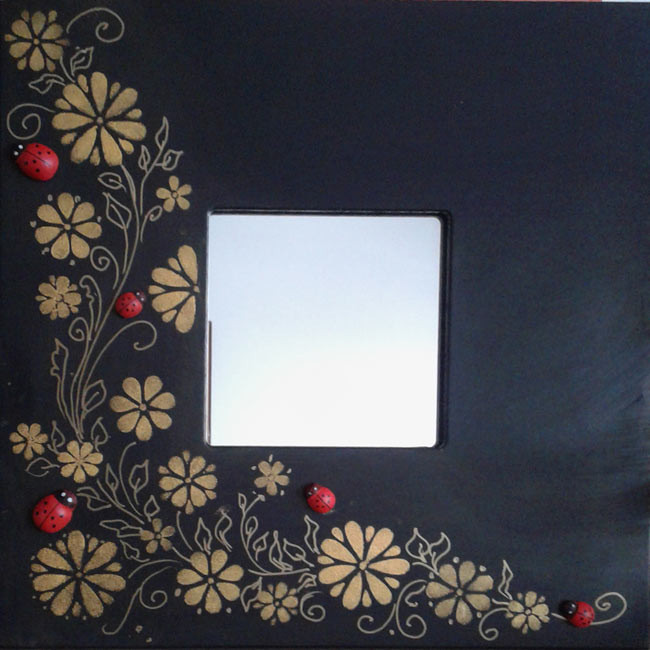 Oglinda decorativa pictata manual, 25.5/25.5 cm , perete , multicolora, cadou