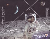 COSMOS,50 ANI DE LA PRIMUL PAS PE LUNA,BLOC,2019 MNH ** ROMANIA ., Spatiu, Nestampilat