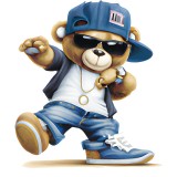Cumpara ieftin Sticker decorativ, Ursulet hip hop, Albastru, 60 cm, 7505ST, Oem