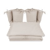 Lenjerie patut 4 piese MimiNu Royal pentru patut 120x60 cm, culoare Beige, bumbac Oeko Tex