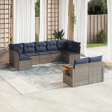 vidaXL Set canapele de grădină cu perne, 9 piese, gri, poliratan