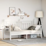 Cadru de pat cu canapea vidaXL cu trundle Alb 80x200 cm Oțel