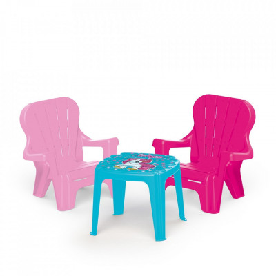 Masuta cu 2 scaunele, roz - Unicorn - Dolu foto