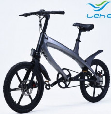 Bicicleta electrica Lehe S1, Viteza maxima 30 Km/h, Baterie LG, Far LED, Roti 20inch (Argintiu) foto