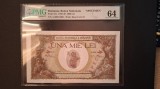 ROMANIA 1000 LEI 1940 Supratipar SPECIMEN Gradata PMG 64 UNC Necirculata. RRR !!